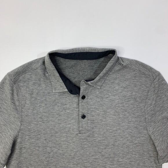 Lululemon Polo Shirt Mens 19"Across Gray Heather Evolution Short Sleeve Golf - Picture 3 of 9